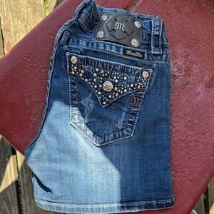 Miss Me Blue Studded Denim Jean Shorts